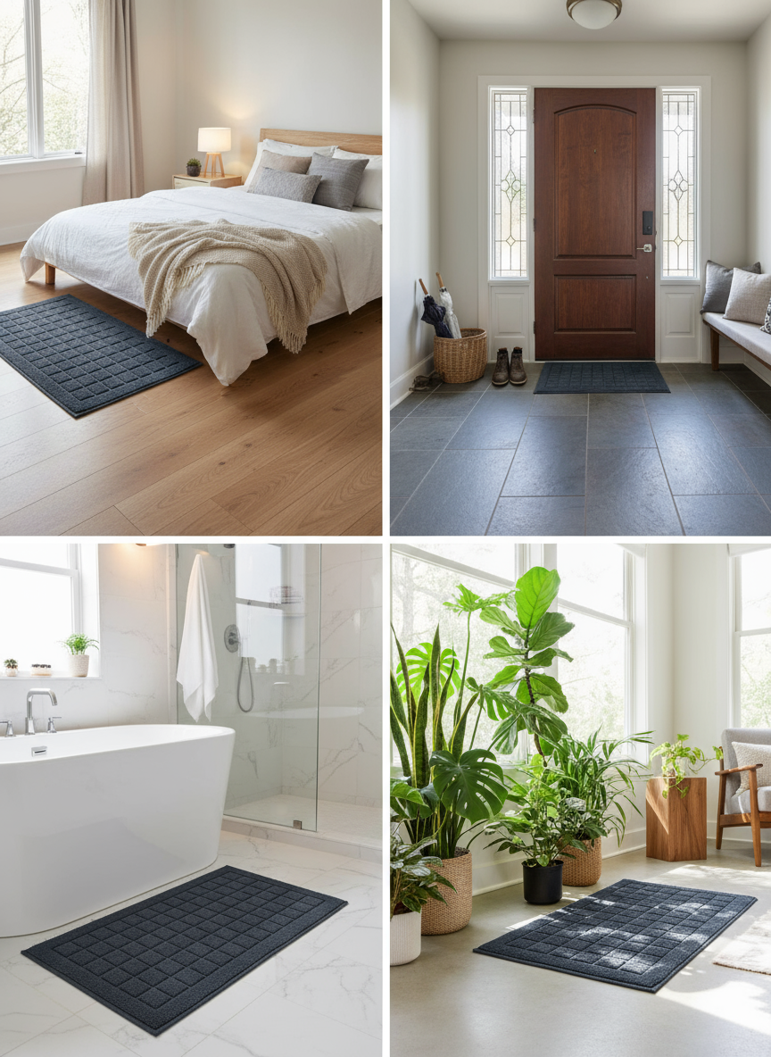 Bathroom Mat Anti Skid-Highly Absorbent Super Soft Door Mats for Home Kitchen Living Room